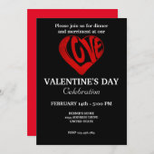 バレンタインデーパーティーとレトロハート 招待状 (正面/裏面)