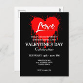 バレンタインデーパーティーと赤いハート愛 ポストカード (正面/裏面)