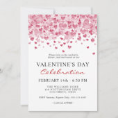 バレンタインデーパーティーと赤いハート 招待状 (正面)