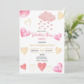 バレンタインデーパーティーと赤と金ゴールドハート 招待状 (スタンド正面)