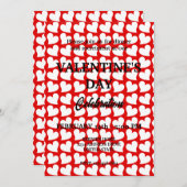 バレンタインデーパーティーと赤の白いハート 招待状 (正面/裏面)