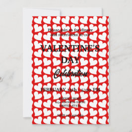 バレンタインデーパーティーと赤の白いハート 招待状