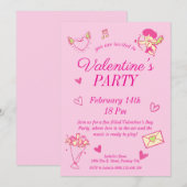 バレンタインデーパーティーのご招待 招待状 (正面/裏面)