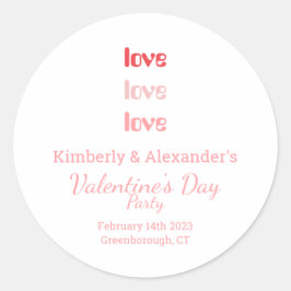 バレンタインデーパーティーのピンクと赤のタイポグラフィ ラウンドシール
