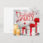 バレンタインデーパーティーの招待状 招待状 (正面/裏面)