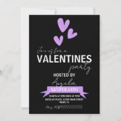 バレンタインデーパーティーイベントの水彩ハート 招待状 (正面)