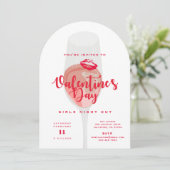 バレンタインデーパーティーウォーターカラーピンクロゼ 招待状 (スタンド正面)