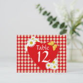 バレンタインデーパーティーデイジー表番号カード ポストカード (スタンド正面)