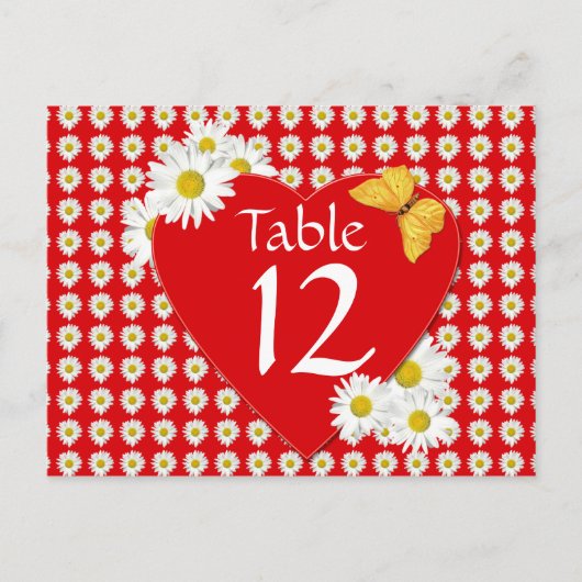 バレンタインデーパーティーデイジー表番号カード ポストカード (正面)