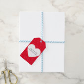 バレンタインデーパーティーハンドドローハートホワイトレッド ギフトタグ (より糸付き)