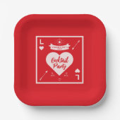 バレンタインデーパーティーハートとラブレッド招待状 ペーパープレート (正面)