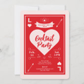 バレンタインデーパーティーハートとラブレッド招待状 案内状 (正面)