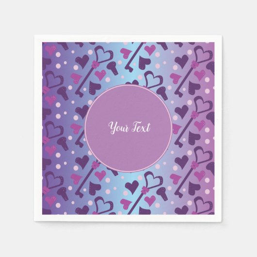 バレンタインデーパーティーハートスケルトン鍵ロケット スタンダードカクテルナプキン (正面)