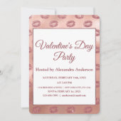 バレンタインデーパーティーバラ金ゴールド唇キス 招待状 (正面)