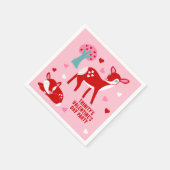 バレンタインデーパーティーピンクカワイディアー スタンダードカクテルナプキン (角)