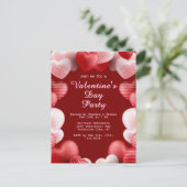 バレンタインデーパーティーピンク&レッドラブハート シーズンポストカード (スタンド正面)