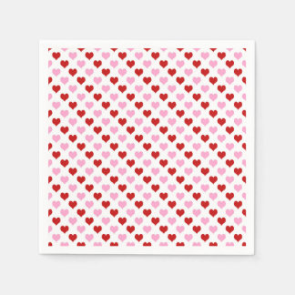 バレンタインデーパーティーレッド&ピンクハートナプキン スタンダードカクテルナプキン