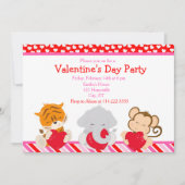 バレンタインデーパーティー動物 招待状 (正面)