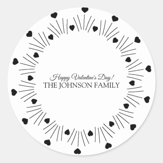 バレンタインデーパーティー手描きハート循環 ラウンドシール (正面)