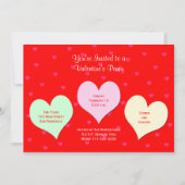 バレンタインデーパーティー招待状 赤いハート バレンタイン 招待状 (正面)