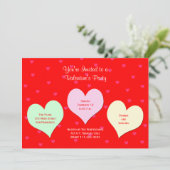 バレンタインデーパーティー招待状 赤いハート バレンタイン 招待状 (スタンド正面)