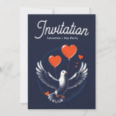 バレンタインデーパーティー招待状QRコード付き 招待状 (正面)