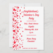 バレンタインデーパーティー紙吹雪ハート パーソナライズされた 招待状 (裏面)