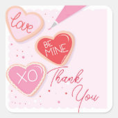 バレンタインデーパーティー誕生日サンキューステッカー スクエアシール (正面)