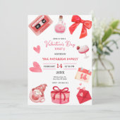 バレンタインデーパーティー赤とピンク 招待状 (スタンド正面)