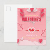 バレンタインデーパーティー インビテーションポストカード (正面/裏面)