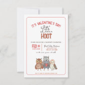 バレンタインデーパーティー オウルをテーマにした招待状 招待状 (正面)