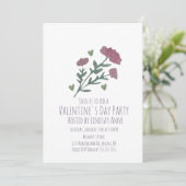 バレンタインデーパーティー ハート 水彩 花 招待状 (スタンド正面)