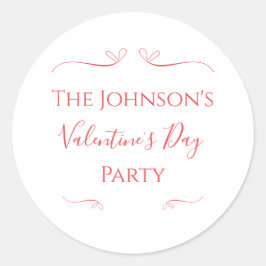 バレンタインデーパーティー ミニマル ピンク レッド ラウンドシール