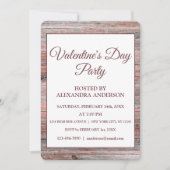 バレンタインデーパーティー ローズゴールドホイル & ラスティックウッド 招待状 (正面)