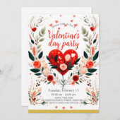 バレンタインデーパーティー 招待状 (正面/裏面)