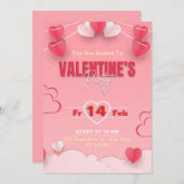 バレンタインデーパーティー 招待状 (正面/裏面)