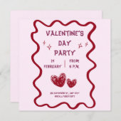 バレンタインデーパーティー 招待状 (正面/裏面)
