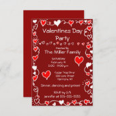 バレンタインデーパーティー 招待状 (正面/裏面)