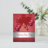 バレンタインデーパーティー 赤いラブハート風船 招待状 (スタンド正面)