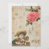 バレンタインデーパーティ ヴィンテージ キューピッド ローズ アンティーク 招待状 (裏面)