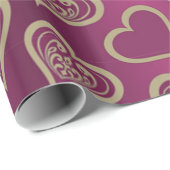 バレンタインデーパープルンブラウンハート ラッピングペーパー (ロールコーナー)