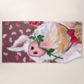 バレンタインデービーチタオルギフト紳士豚 ビーチタオル (正面)
