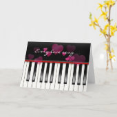 バレンタインデーピアノキーボード カード (黄色い花)