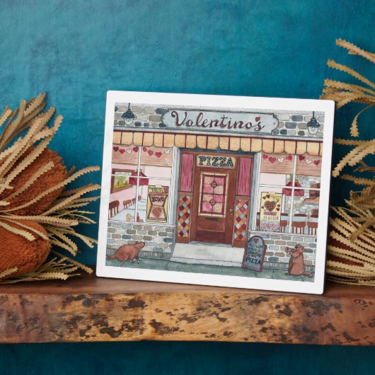 バレンタインデーピザショップウォーターカラー フォトプラーク (側面)