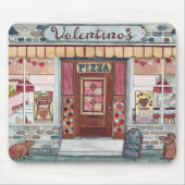 バレンタインデーピザショップ水彩色マウスパッド マウスパッド (正面)