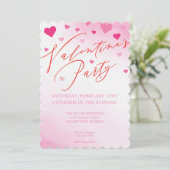 バレンタインデーピンクウォーターカラーパーティの招待状 招待状 (スタンド正面)