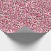 バレンタインデーピンクハートと渦巻き ラッピングペーパー (角)