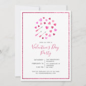 バレンタインデーピンクハートと矢印招待状 招待状 (正面)