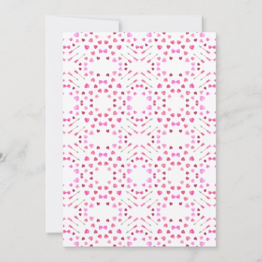 バレンタインデーピンクハートと矢印招待状 招待状 (裏面)