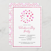 バレンタインデーピンクハートと矢印招待状 招待状 (正面/裏面)